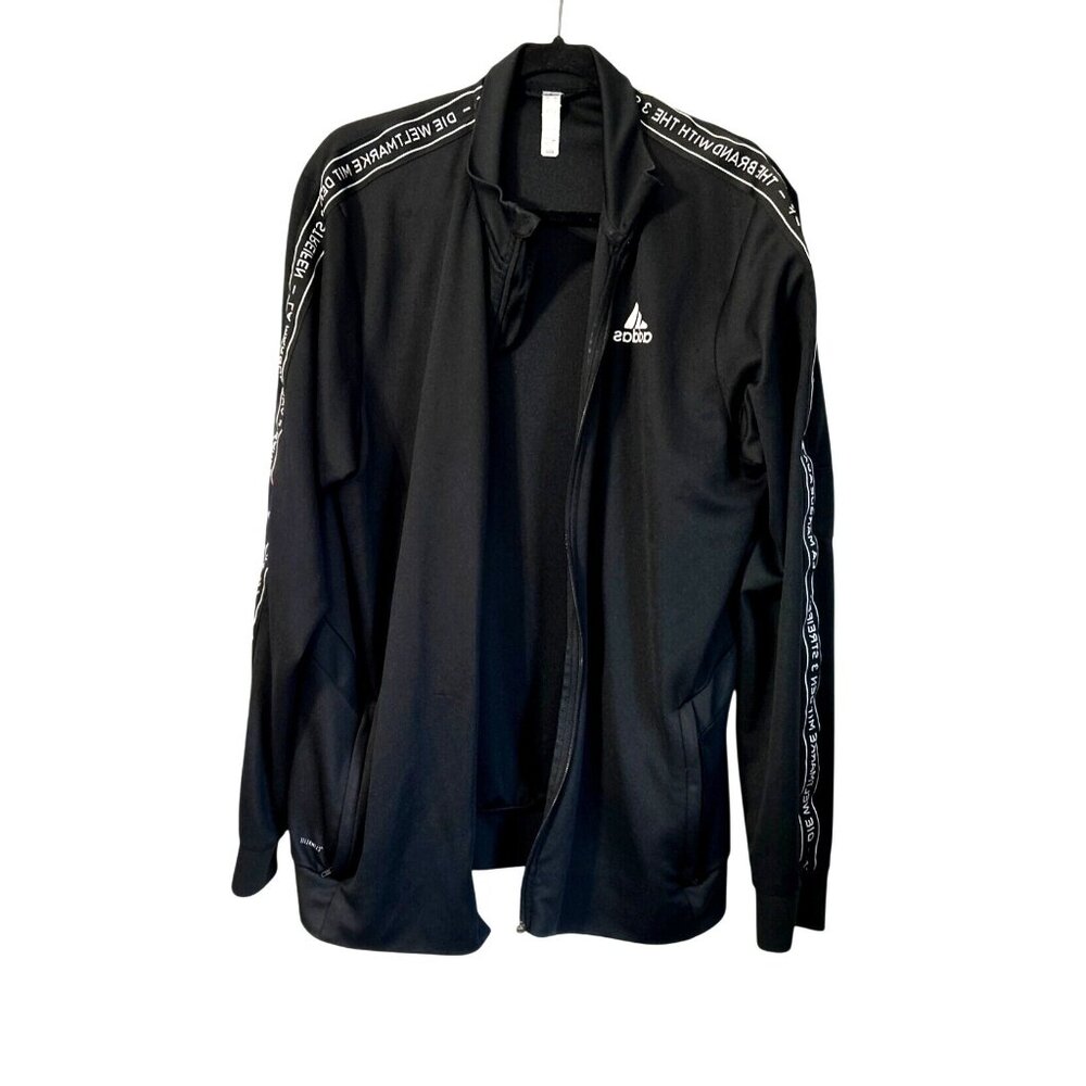 Adidas Mens Black Track Jacket With Zipper Closure & Logo Detail Size Large
